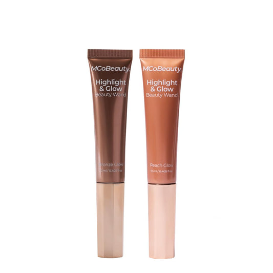 MCoBeauty Highlight & Glow Beauty Wand, Peach Glow & Bronze Glow Bundle (Pack of 2), Vegan, Cruelty Free Cosmetics