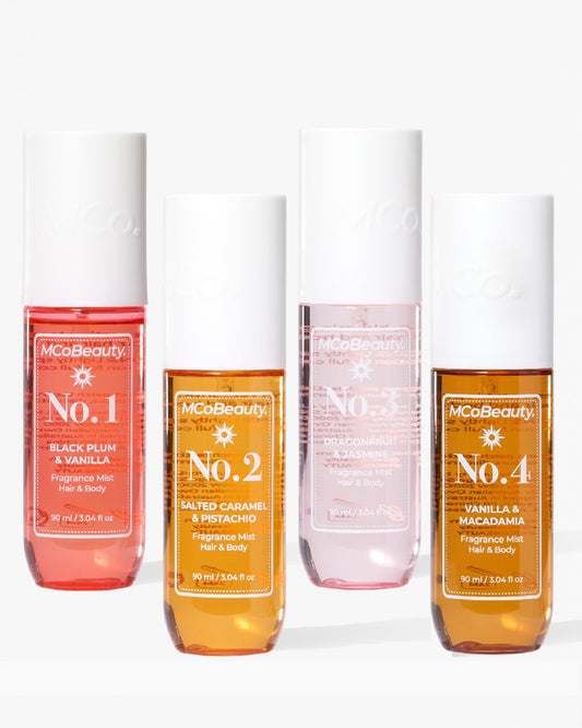 MCoBeauty Fragrance Mist, Full Set, Scent for Day or Night, Vegan, Cruelty Free, Pack of 4
