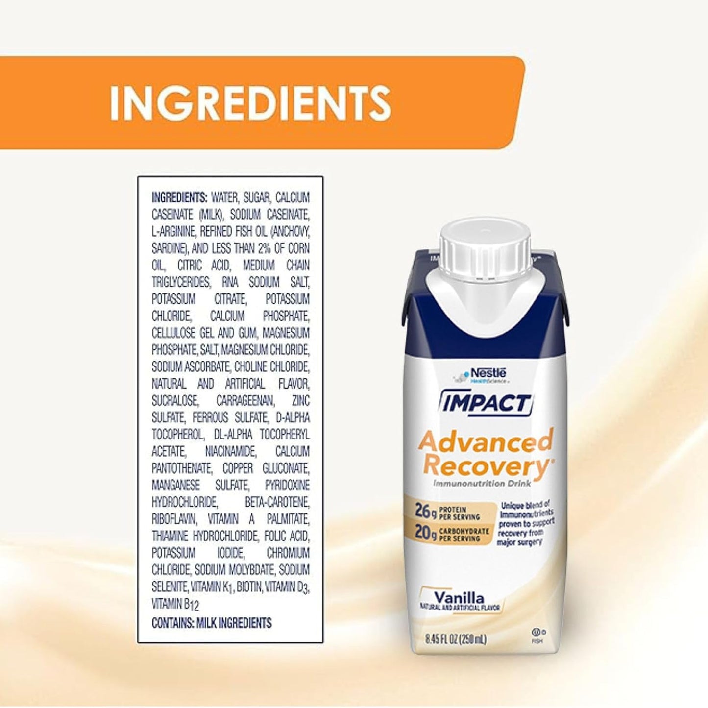 Nestle Impact Advanced Recovery Immunonutrition Drink Vanilla 8.45 oz Carton 10 Ct