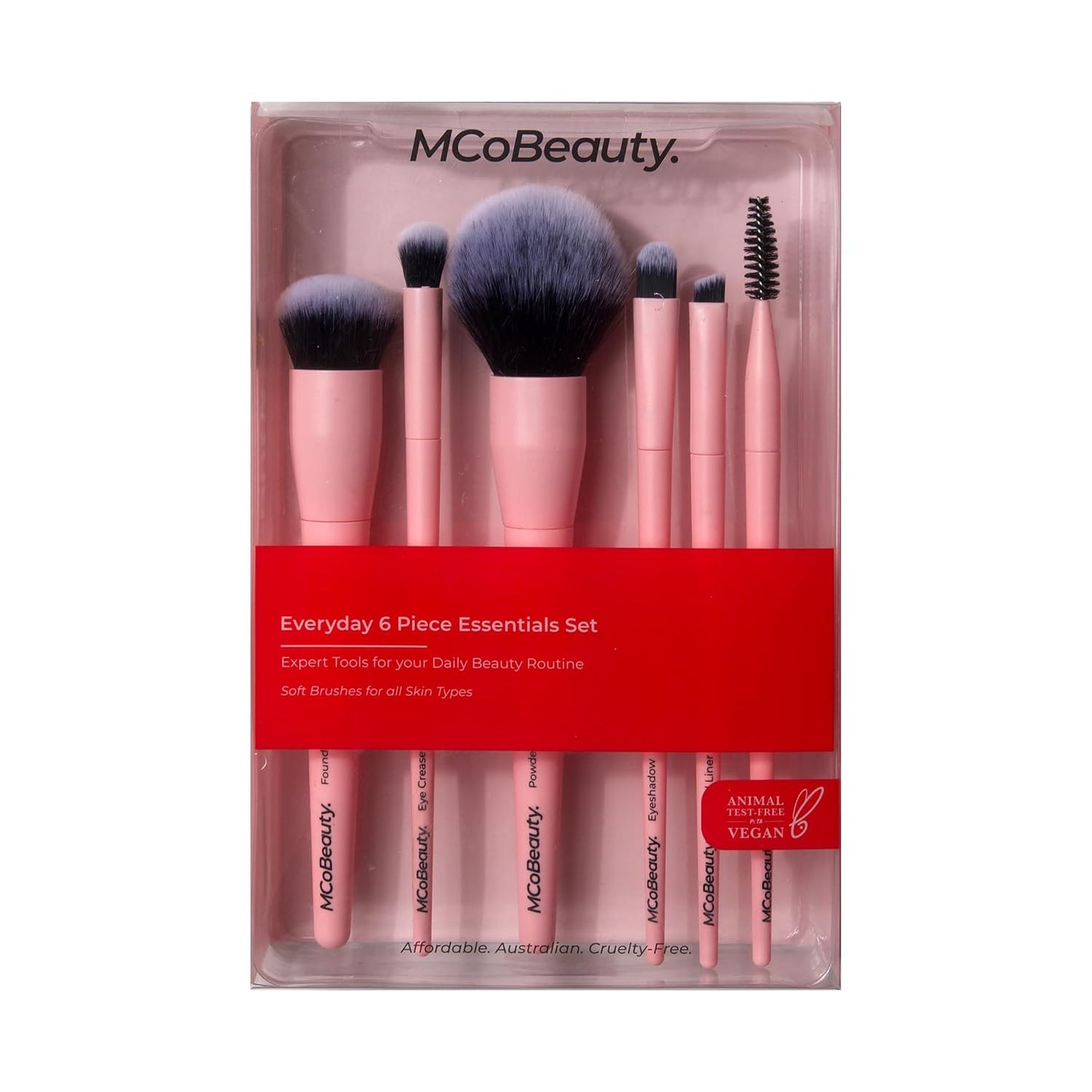 MCoBeauty Everyday 6 Piece Makeup Brush Essential Set, Soft Bristles, Full Face Brush Set, Sleek Organic Design