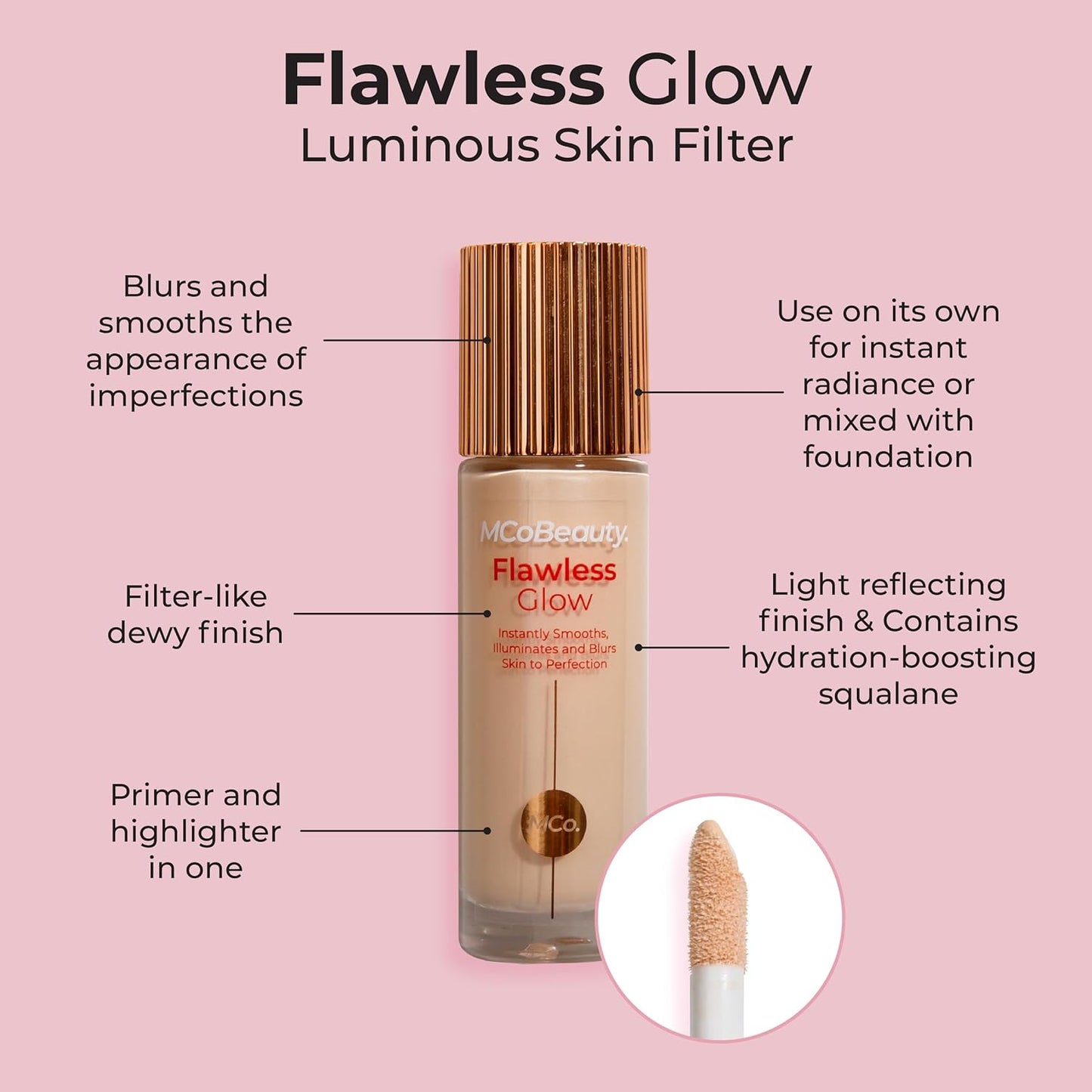 MCoBeauty Flawless Glow Luminous Skin Filter, 4 Medium, Healthy Glow with Natural Radiance, Vegan, Cruelty Free Cosmetics