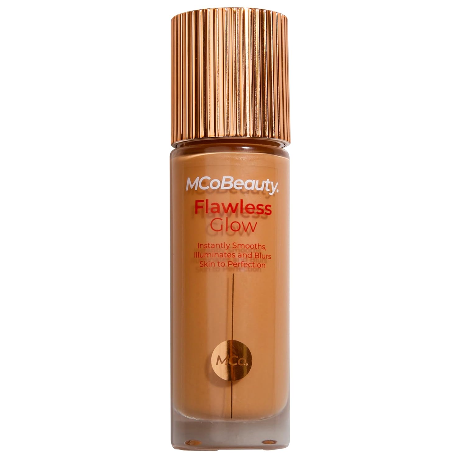 MCoBeauty Flawless Glow Luminous Skin Filter, Fragrance Mist no. 4, 2-in-1 Lip Oil, Perfect Cream Concealer & Pro Foundation and Buffing Brush Bundle (Pack of 5) Vegan, Cruelty Free Cosmetics