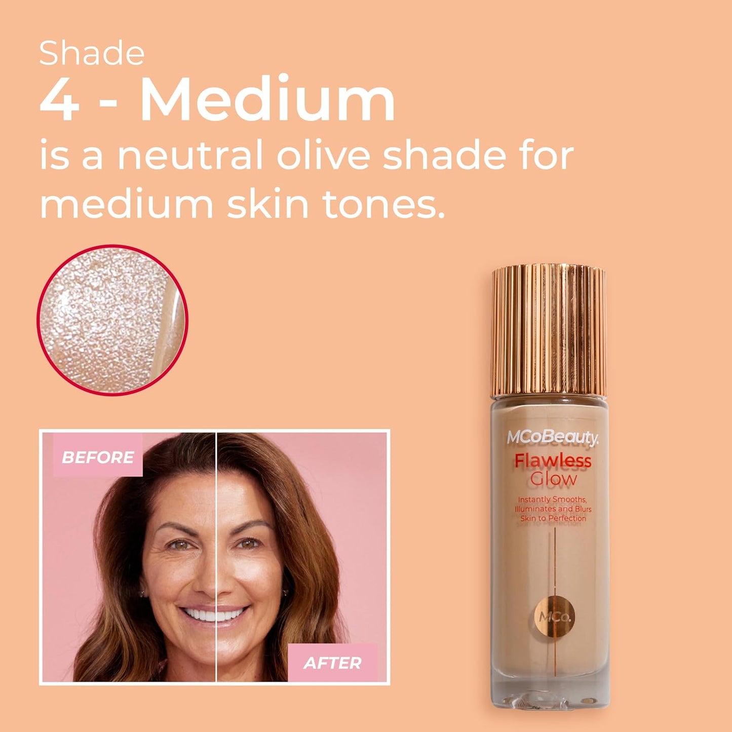 MCoBeauty Flawless Glow Luminous Skin Filter, 4 Medium, Healthy Glow with Natural Radiance, Vegan, Cruelty Free Cosmetics