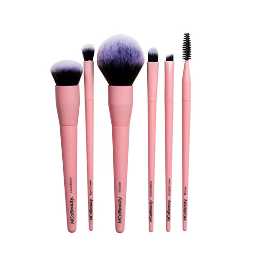 MCoBeauty Everyday 6 Piece Makeup Brush Essential Set, Soft Bristles, Full Face Brush Set, Sleek Organic Design