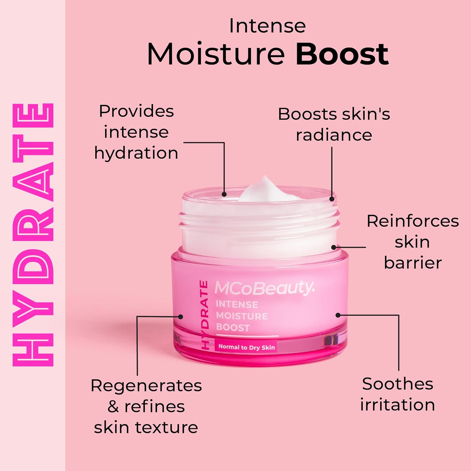 MCoBeauty Hydrate Intense Moisture Boost & Hydrate Moisture Boost Overnight Mask (Pack of 2), Vegan, Cruelty Free Cosmetics