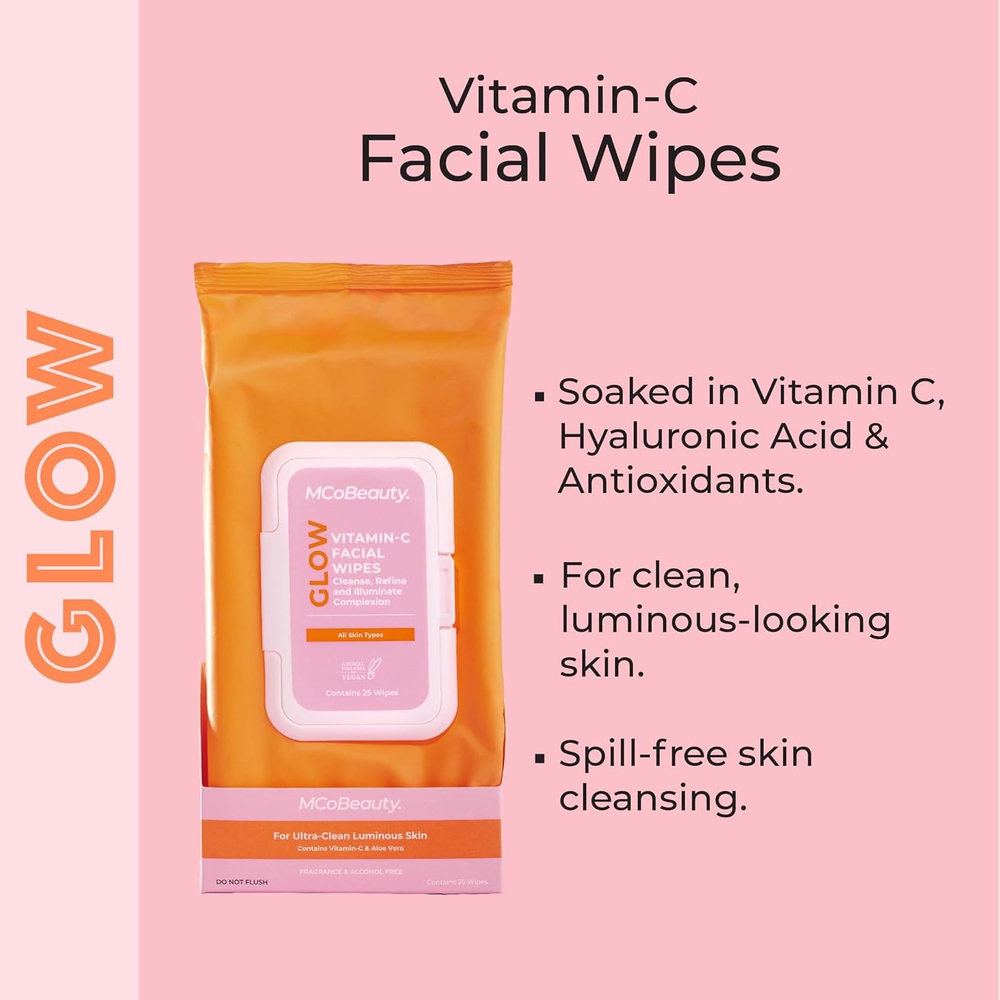 MCoBeauty Hydrate Balancing Hyaluronic Cream Cleanser, Glow Brightening Vitamin-C Eye Cream Vitamin C Facial Wipes Bundle (Pack of 3) Vegan, Cruelty Free Cosmetics