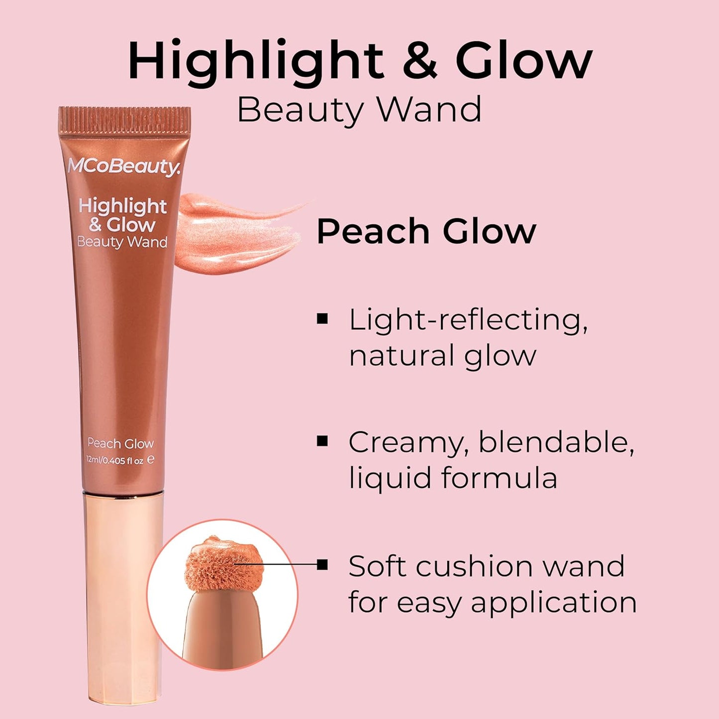 MCoBeauty Highlight & Glow Beauty Wand, Peach Glow & Bronze Glow Bundle (Pack of 2), Vegan, Cruelty Free Cosmetics