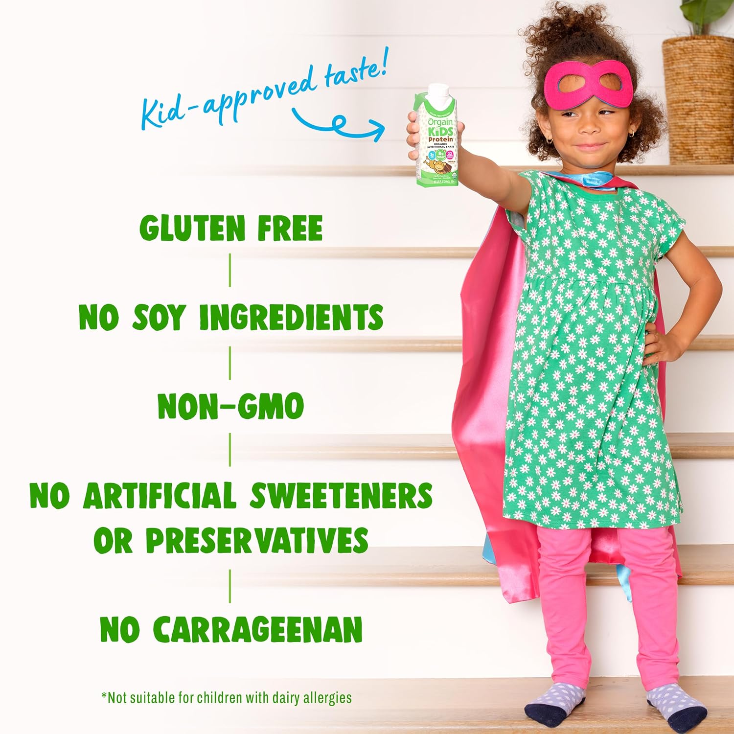 Orgain Organic Kids Nutritional Dairy Protein Shakes, Chocolate, Healthy Kids Snacks, 8g Grass-Fed Protein, 3g Fiber, 22 Vitamins & Minerals, No Soy Ingredients, Non-GMO, 8.25 Fl Oz, Pack of 12