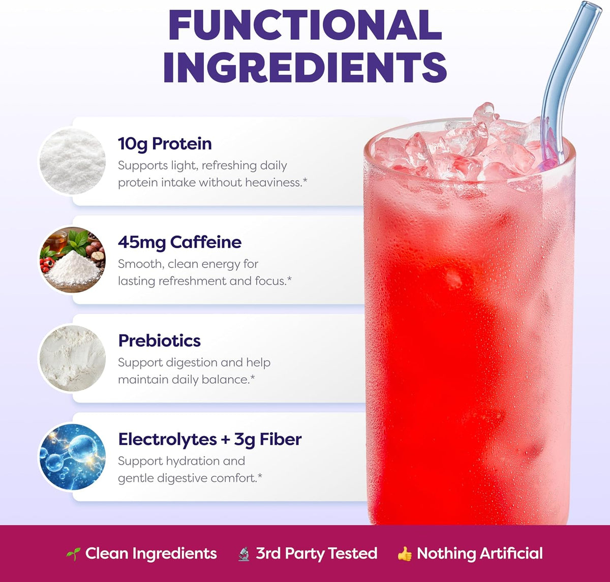 Javvy Clear Protein Refresher Drink Mix – 10g of Whey Protein and Collagen Peptides, Electrolytes Powder, Natural Flavors, 0g of Sugar, 45mg Caffeine, 20 Servings, Strawberry Berry Acai