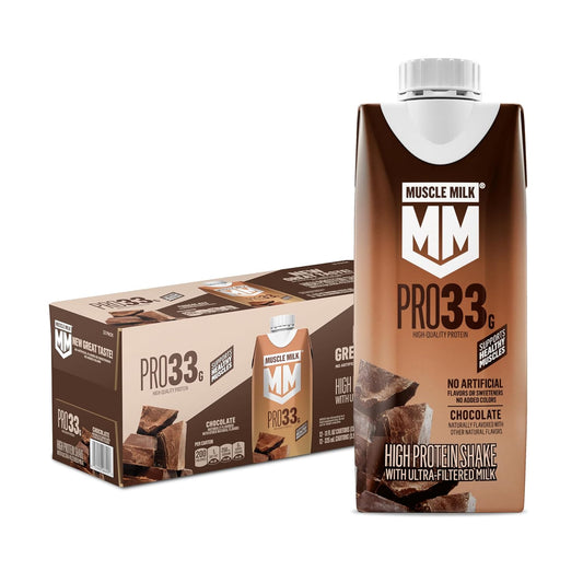 Muscle Milk Pro High Protein Shake, Chocolate, 11 fl oz Cartons (12 Pack) | Ultra Filtered Milk, 33g Protein, 3g Sugar, 200 Calories, No Artificial Flavors, No Artificial Sweeteners, No Added Colors